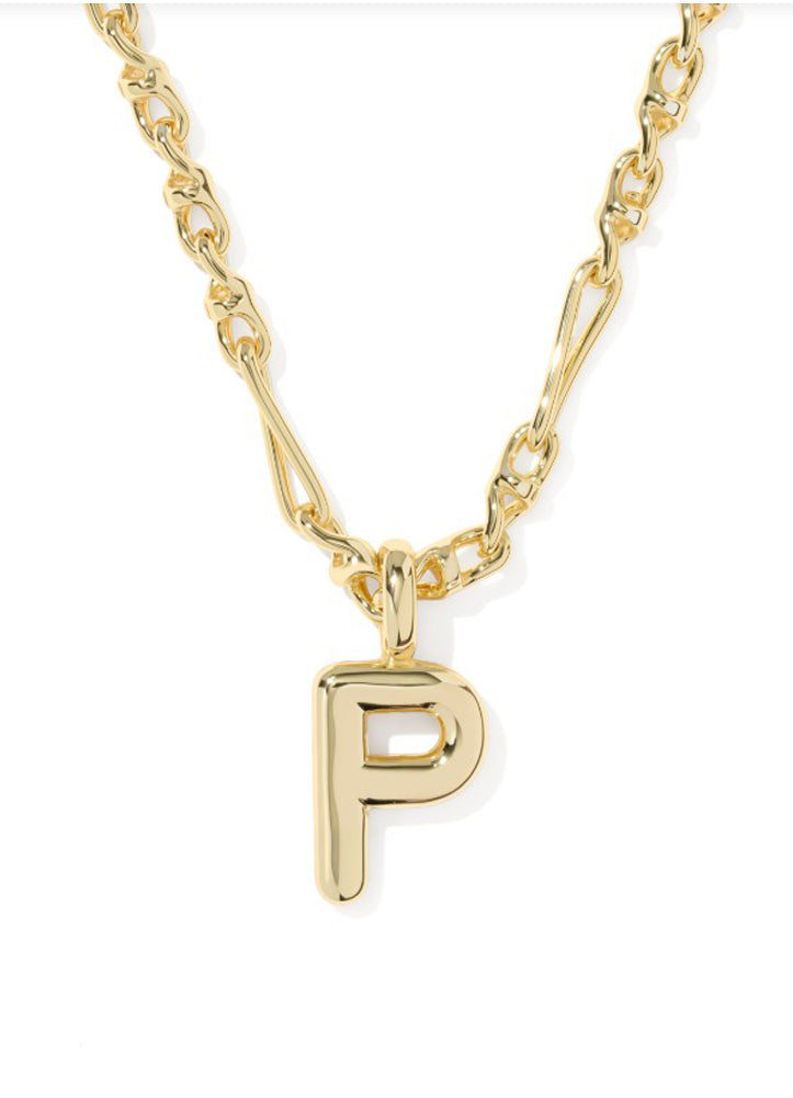 Bubble Letter P Gold Metal by Kendra Scott