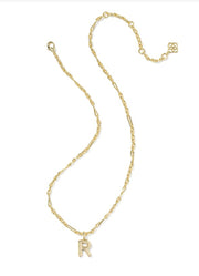 Bubble Letter R Pendant Necklace Gold Metal by Kendra Scott