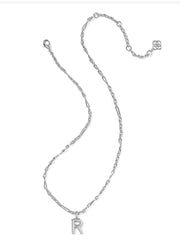 Bubble Letter R Pendant Necklace Rhod Metal by Kendra Scott