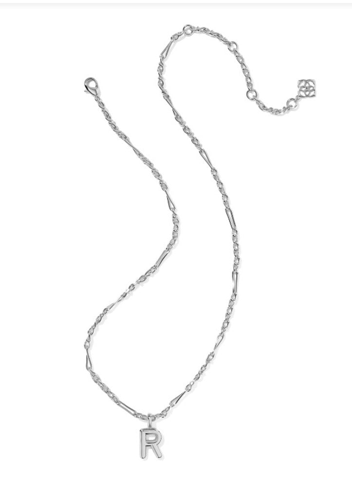 Bubble Letter R Pendant Necklace Rhod Metal by Kendra Scott