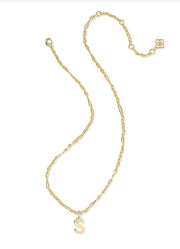 Bubble Letter S Pendant Necklace Gold Metal by Kendra Scott