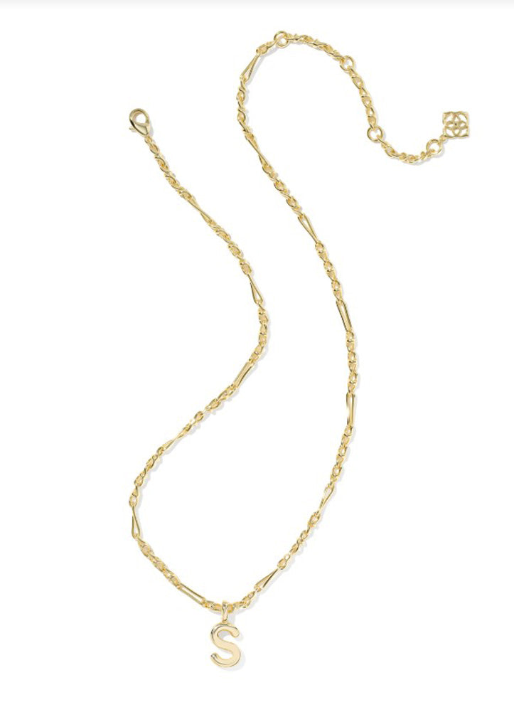 Bubble Letter S Pendant Necklace Gold Metal by Kendra Scott