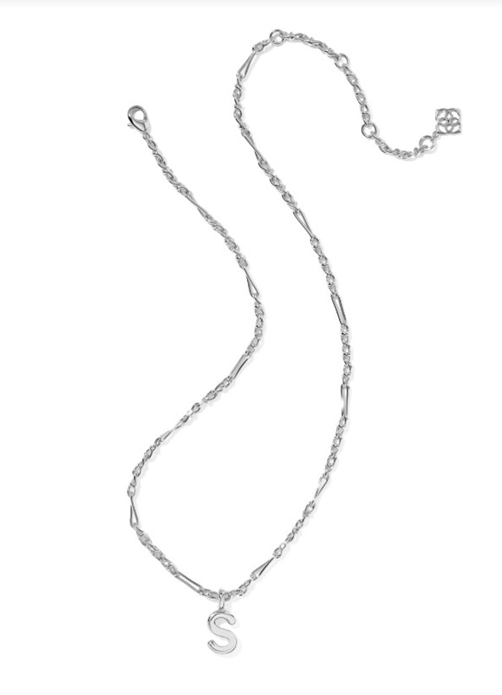 Bubble Letter S Pendant Necklace Rhod Metal by Kendra Scott