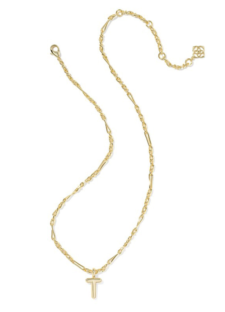 Bubble Letter T Pendant Necklace Gold Metal by Kendra Scott