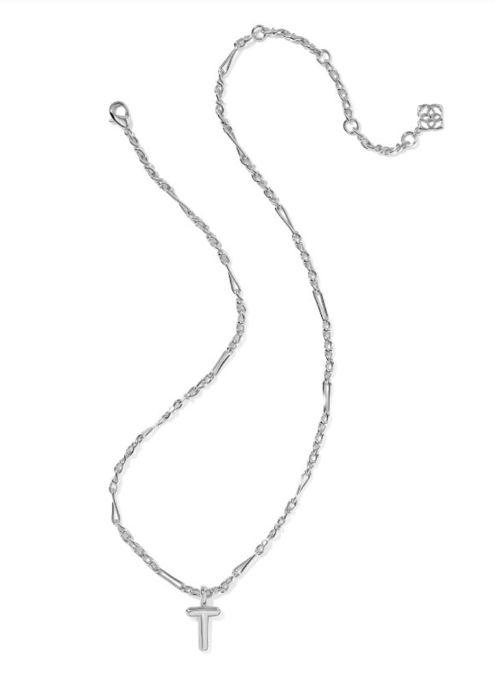 Bubble Letter T Pendant Necklace Rhod Metal by Kendra Scott