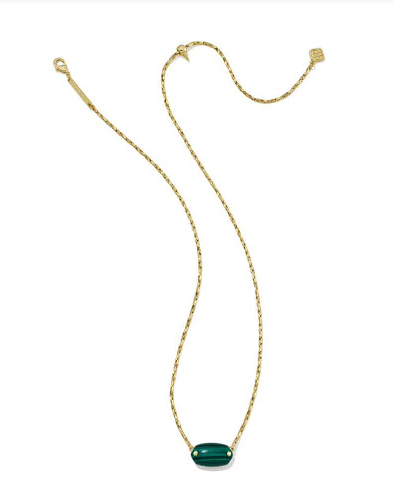 Elisa Riveted Pendant Necklace Gold Green Malachite by Kendra Scott