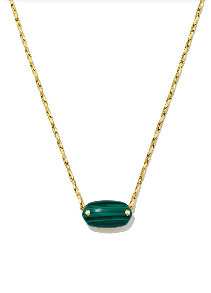 Elisa Riveted Pendant Necklace Gold Green Malachite by Kendra Scott