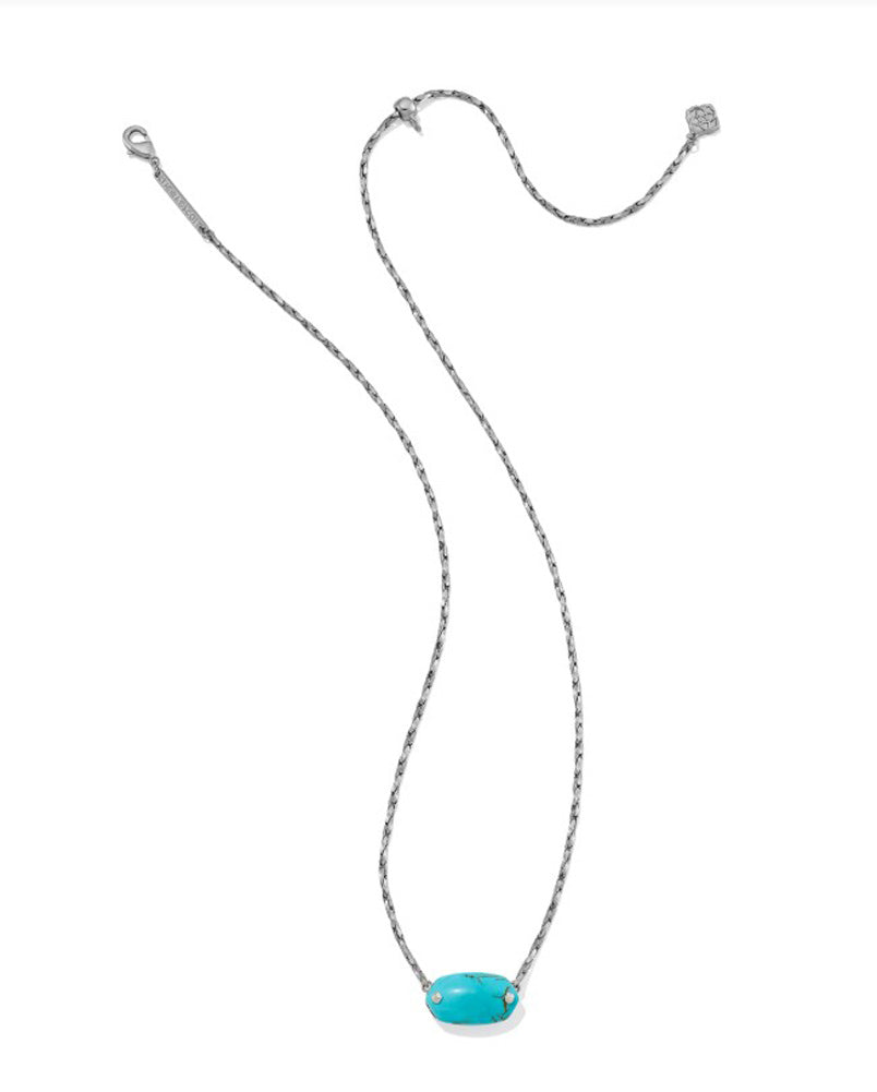 Elisa Riveted Pendant Necklace Rhod Variegated Turquoise by Kendra Scott
