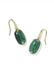 Lee Riveted Drop Earring Gold Green Malachite by Kendra Scott
