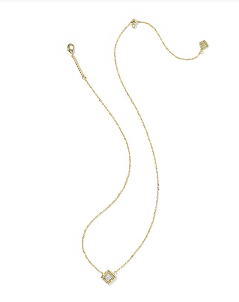 Mallory Crystal Pendant Necklace Gold Metal White CZ by Kendra Scott