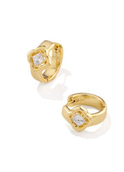 Mallory Crystal Huggie Earring Gold Metal White CZ by Kendra Scott
