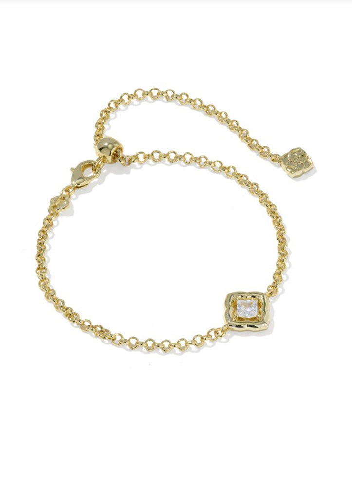 Mallory Crystal Delicate Bracelet Gold Metal White CZ by Kendra Scott