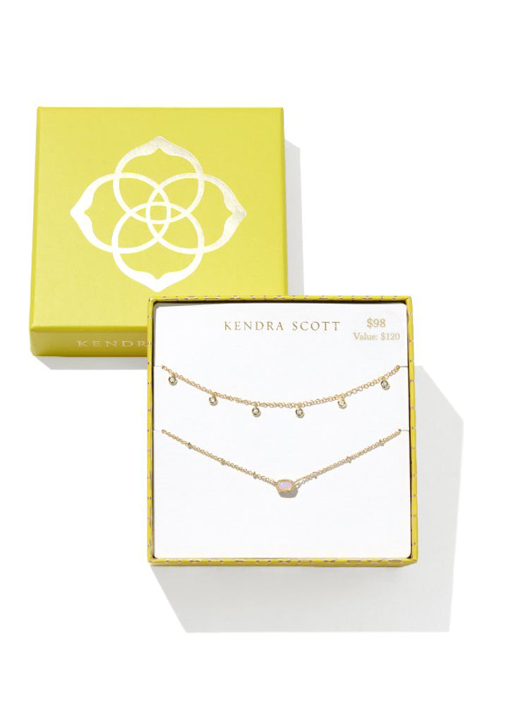 Mini Elisa Amelia Necklace GS in Gold Pink Opalite Crystal by Kendra Scott