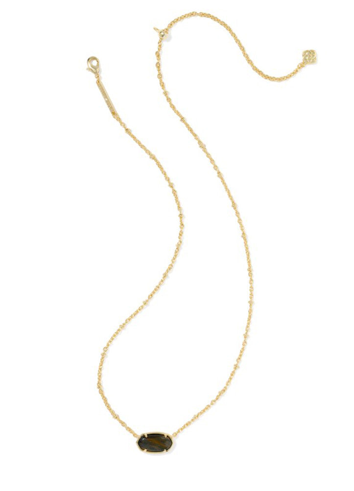 Tiger Striped Elisa Necklace Gold Dark Brown Hawks Eye by Kendra Scott