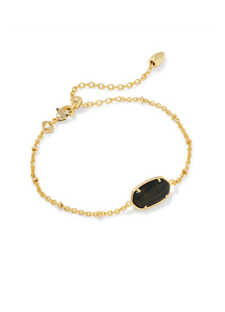 Tiger Striped Elaina Bracelet Gold Dark Brown Hawks Eye by Kendra Scott