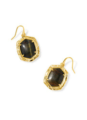 Tiger Striped Daphne Drop Earring Gold Dark Brown Hawks Eye by Kendra Scott