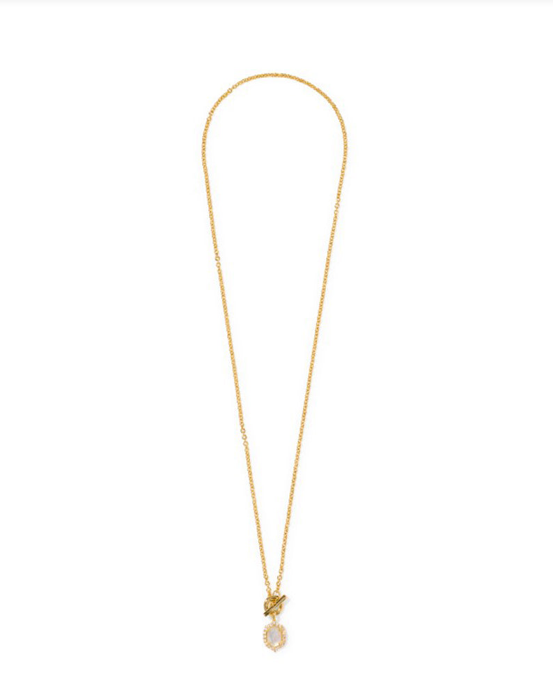 Daphne Crystal Frame Toggle Necklace in Gold Ivory Mother of Pearl by Kendra Scott