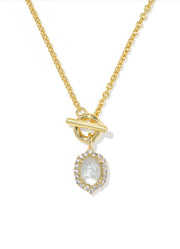 Daphne Crystal Frame Toggle Necklace in Gold Ivory Mother of Pearl by Kendra Scott