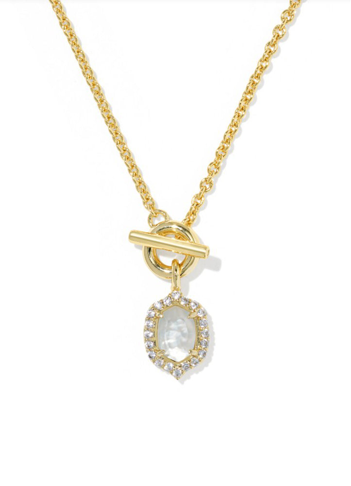 Daphne Crystal Frame Toggle Necklace in Gold Ivory Mother of Pearl by Kendra Scott