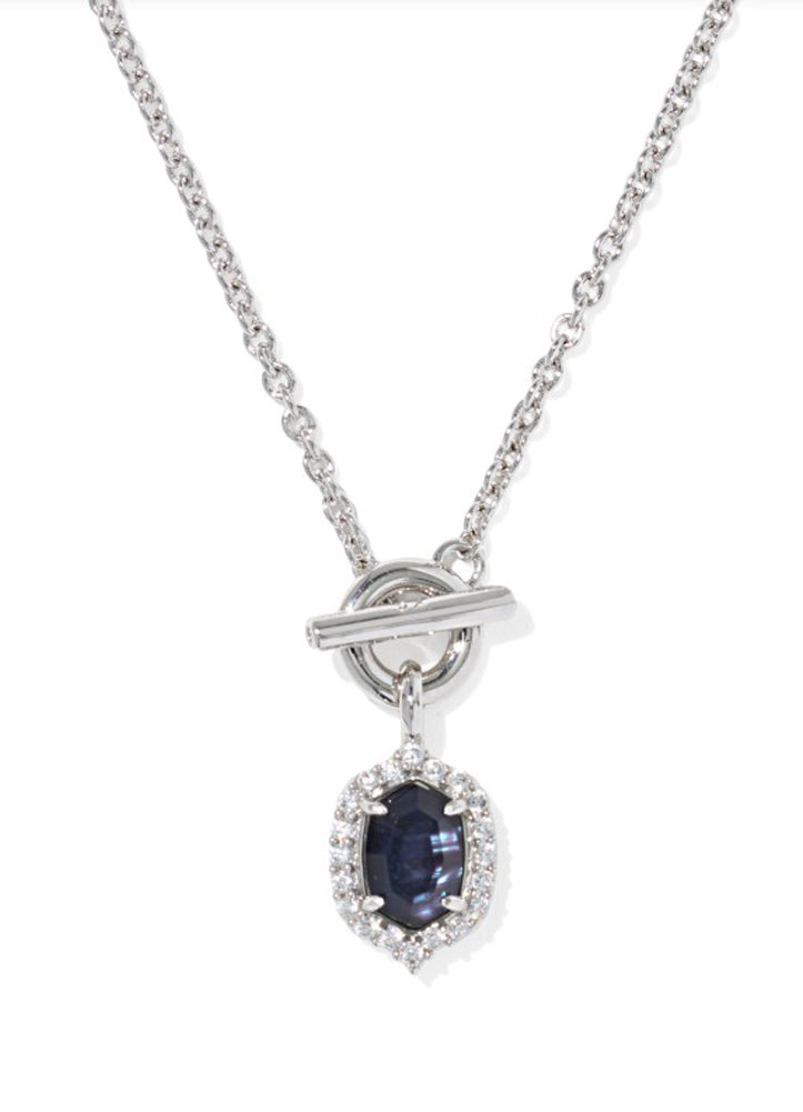 Daphne Crystal Frame Toggle Necklace in Silver Dark Indigo Illusion by Kendra Scott