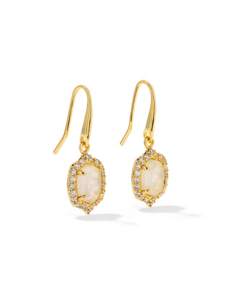Daphne Crystal Frame Drop Earrings in Gold Ivory Mother of Pearl by Kendra Scott