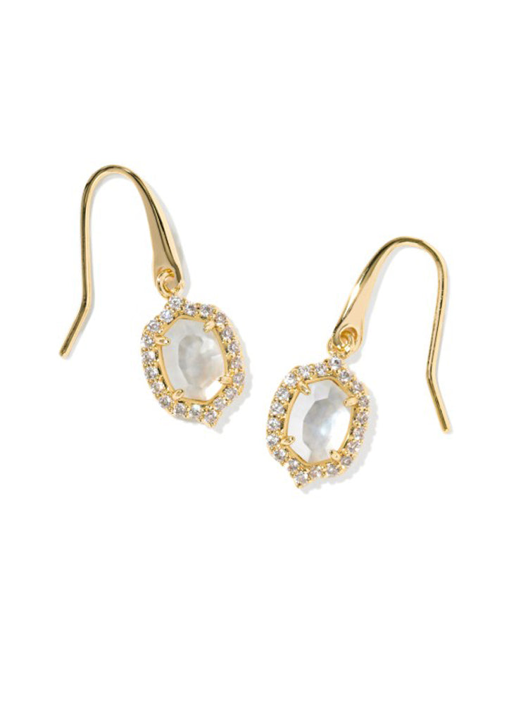 Daphne Crystal Frame Drop Earrings in Gold Ivory Mother of Pearl by Kendra Scott