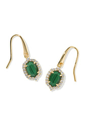 Daphne Crystal Frame Drop Earrings in Gold Green Malachite by Kendra Scott