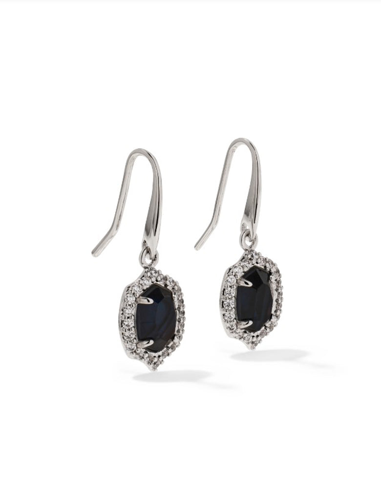 Daphne Crystal Frame Drop Earrings in Silver Dark Indigo Illusion by Kendra Scott