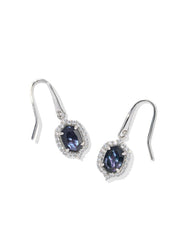 Daphne Crystal Frame Drop Earrings in Silver Dark Indigo Illusion by Kendra Scott