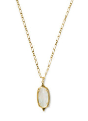 Dani Stepped Frame Long Pendant Necklace in Gold Ivory Mother of Pearl by Kendra Scott