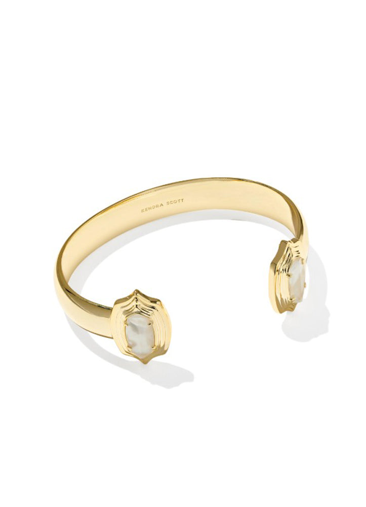Elton Stepped Framed Cuff Bracelet in Gold Ivory Mother of Pearl by Kendra Scott