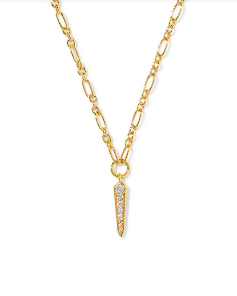 Fate Short Pendant Necklace in Gold White CZ by Kendra Scott