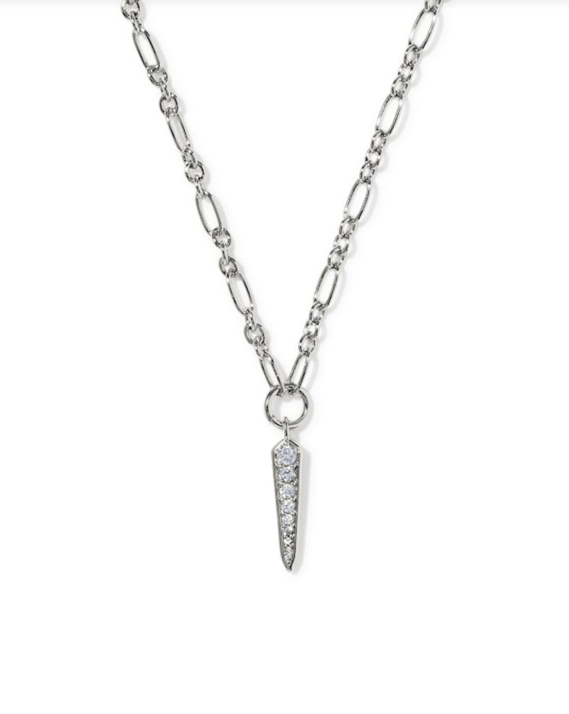 Fate Short Pendant Necklace in Silver White CZ by Kendra Scott