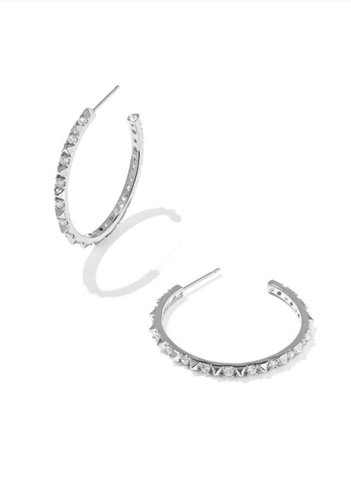 Fate Hoop Earrings in Silver White CZ by Kendra Scott