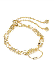 Fate Set of 2 Delicate Chain Bracelets in Gold White CZ by Kendra Scott