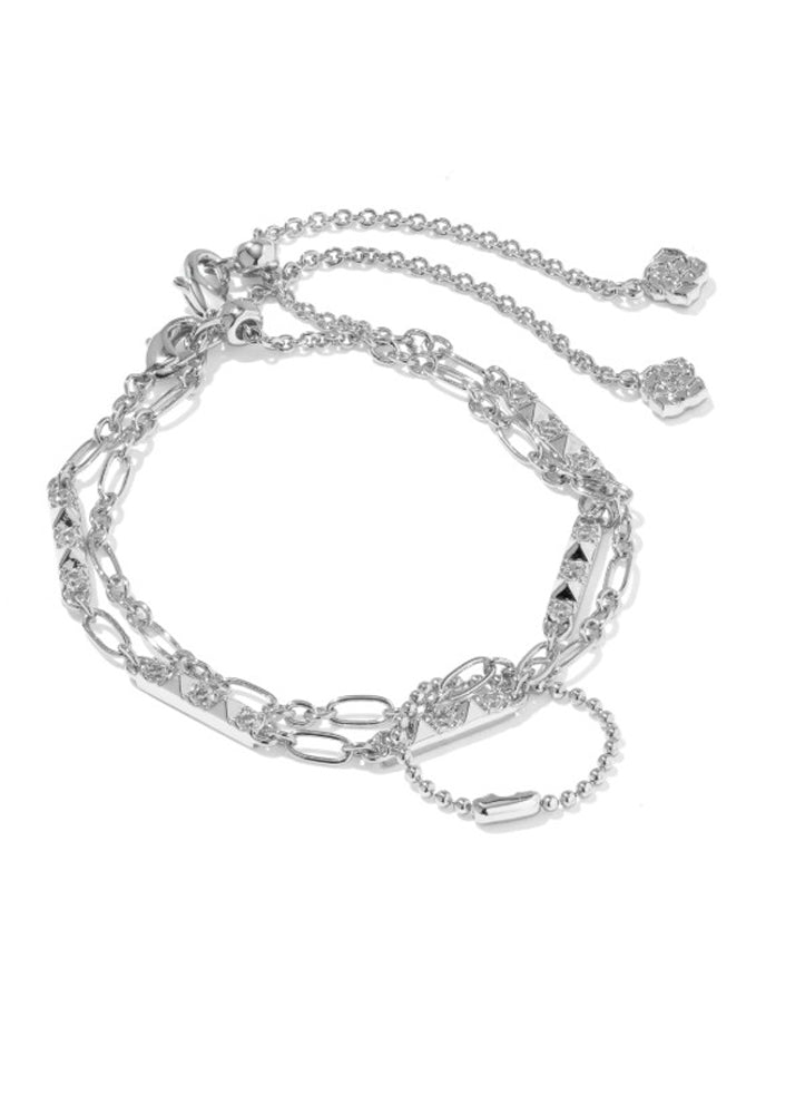 Fate Set of 2 Delicate Chain Bracelets in Silver White CZ by Kendra Scott