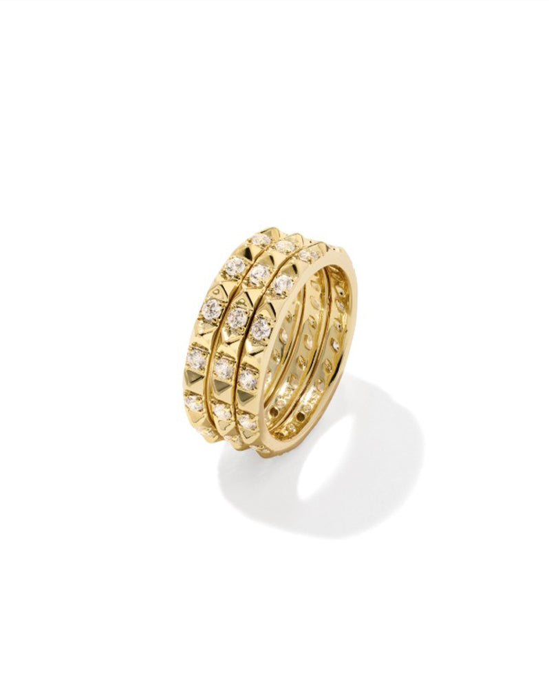 Fate Ring Set of 3 in Gold White CZ by Kendra Scott