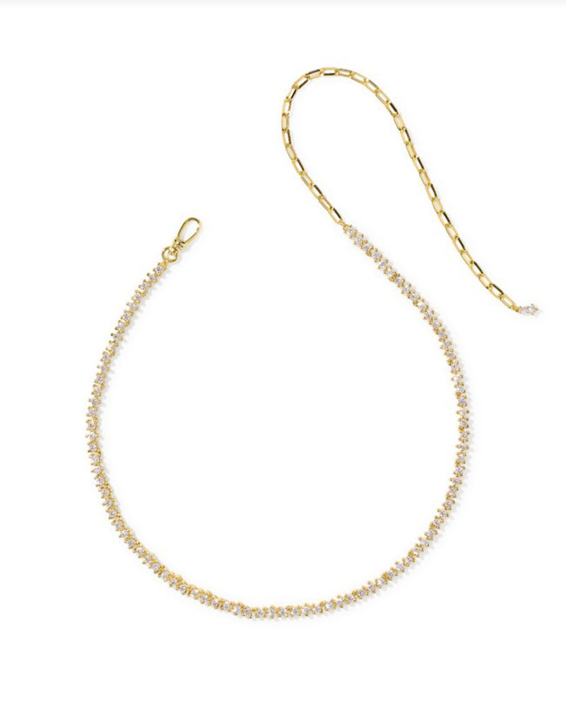 Fate Tennis Necklace in Gold White CZ by Kendra Scott