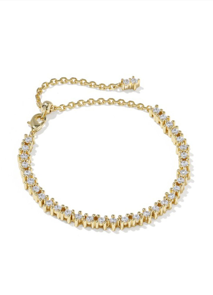 Fate Tennis Bracelet in Gold White CZ by Kendra Scott