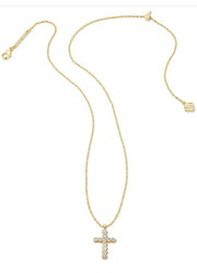 Cross Crystal Pendant Necklace Gold White Crystal by Kendra Scott