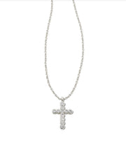 Cross Crystal Pendant Necklace Rhod White Crystal by Kendra Scott