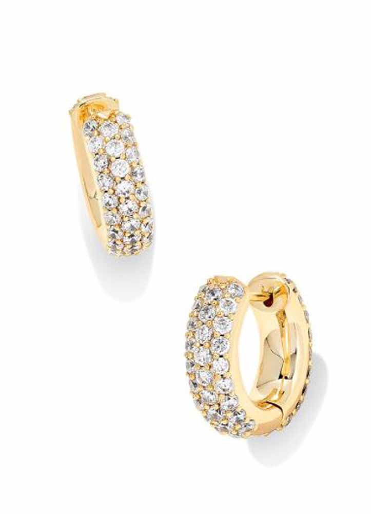 Mikki Pave Huggie Earrings Gold by Kendra Scott