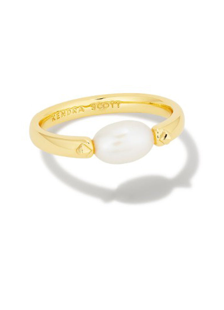 Leighton Pearl Band Ring Gold White Pearl by Kendra Scott