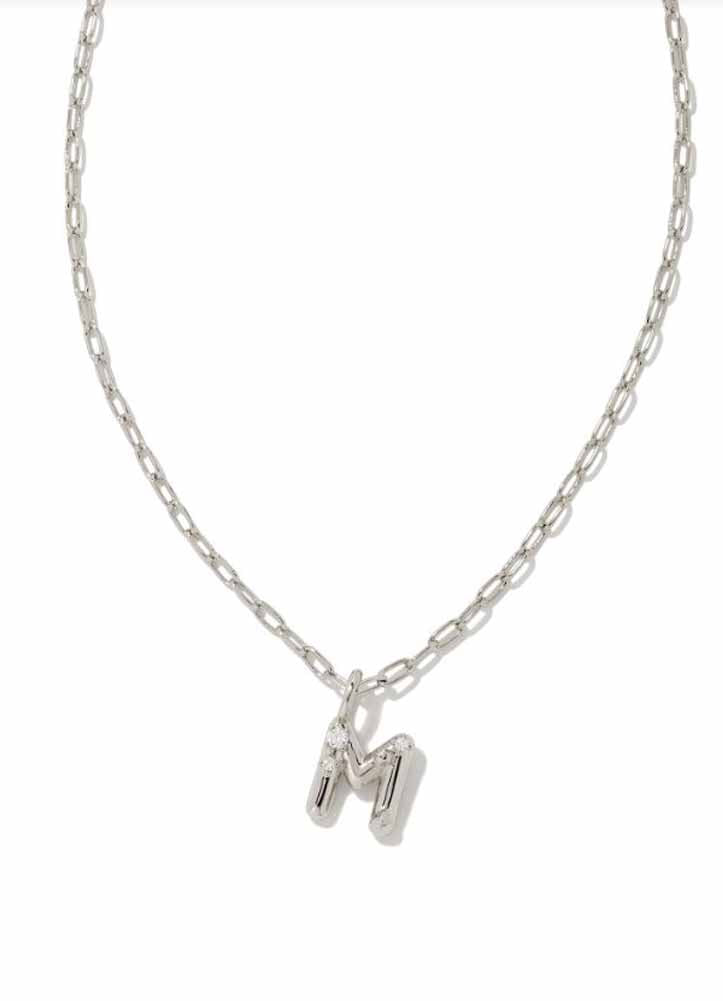 Crystal Ltr M Pendant RHOD by Kendra Scott