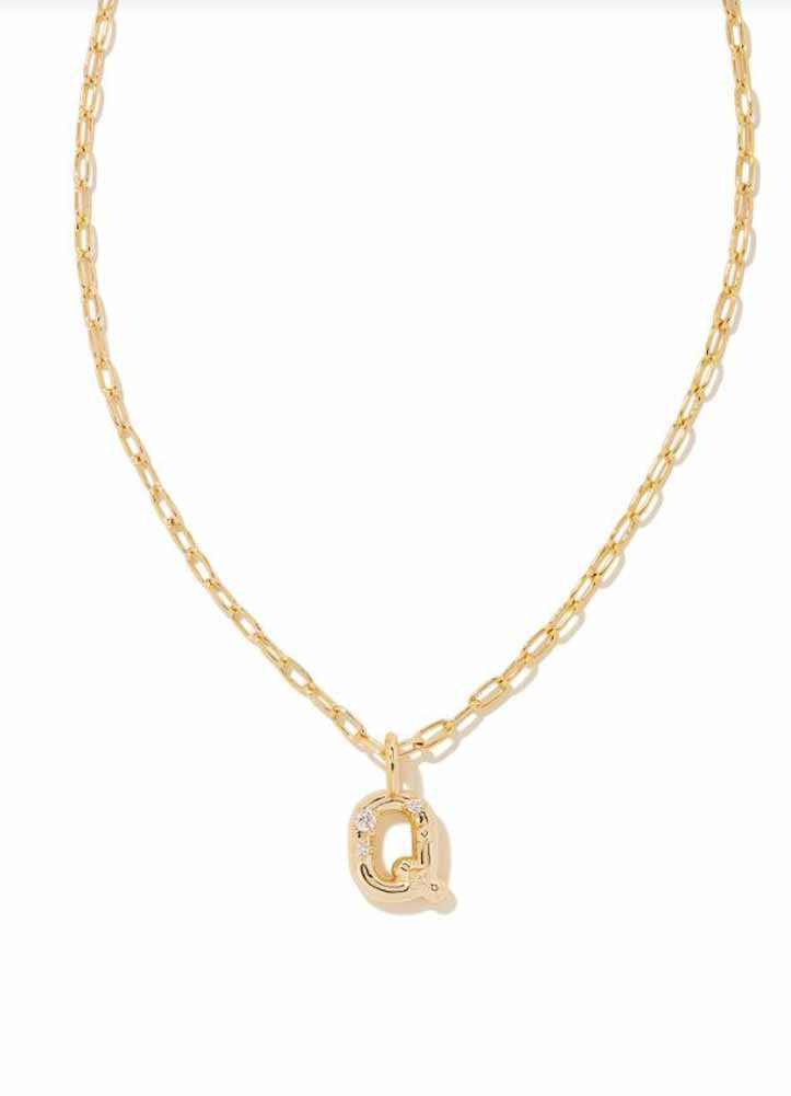 Crystal Ltr Q Pendant Gold by Kendra Scott