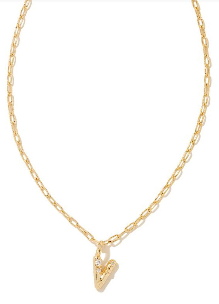 Crystal Ltr V Pendant Gold by Kendra Scott