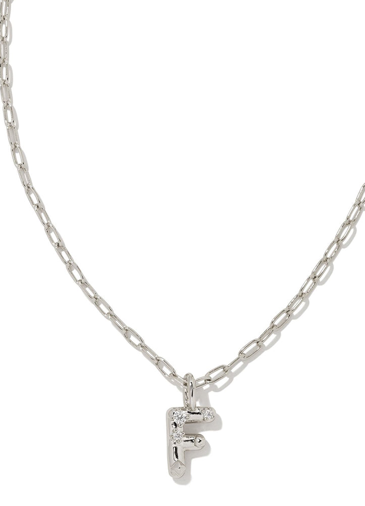 Crystal Letter F Pendant Necklace Rhod Metal by Kendra Scott