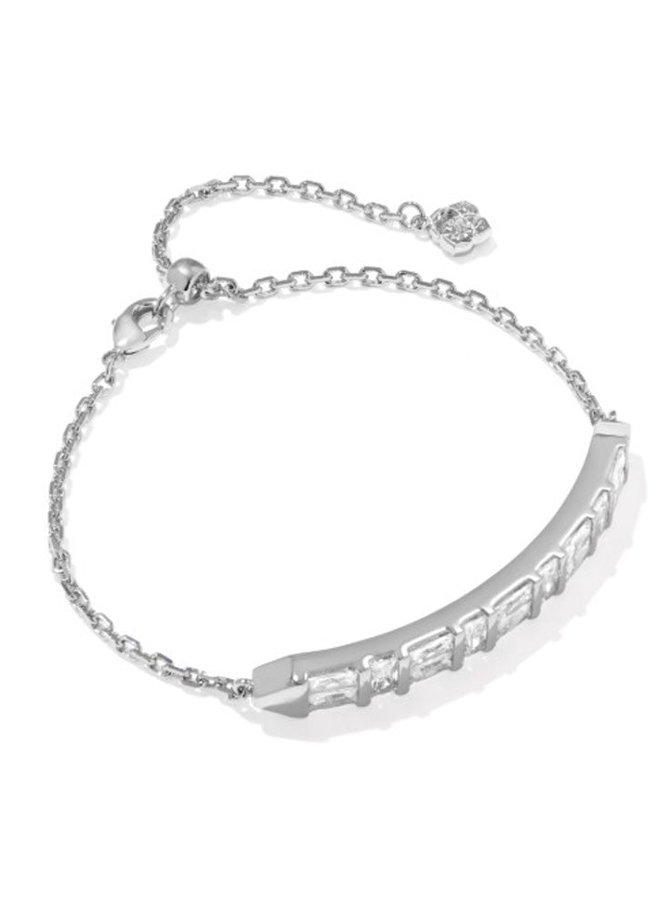 Jamie Delicate Chain Bracelet Rhod Metal White CZ by Kendra Scott
