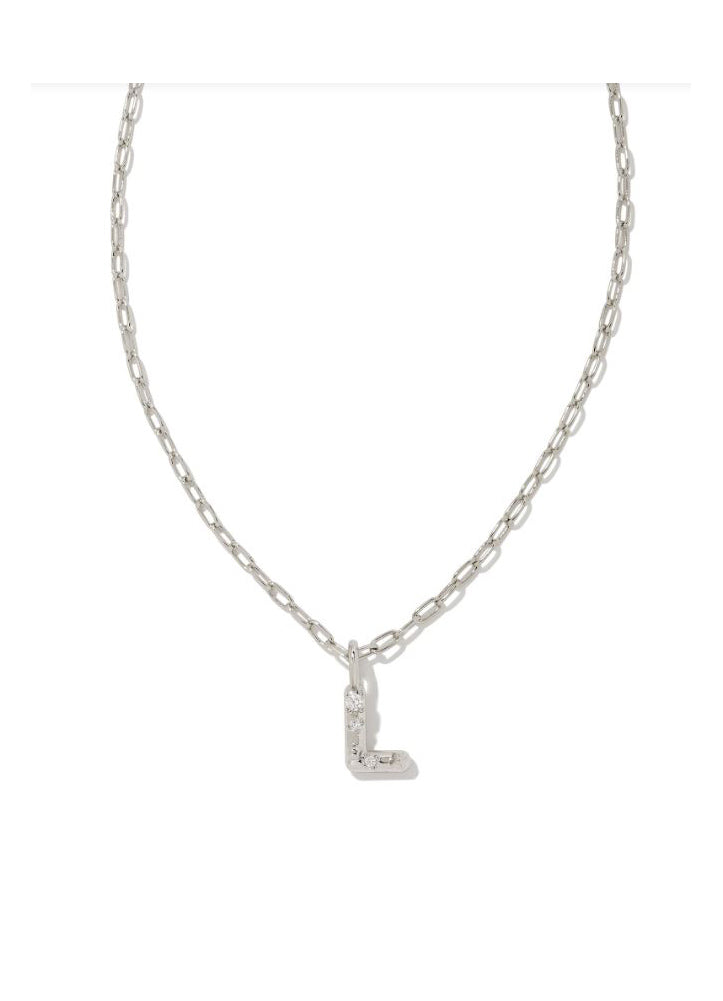 Crystal Ltr L Pendant RHOD by Kendra Scott