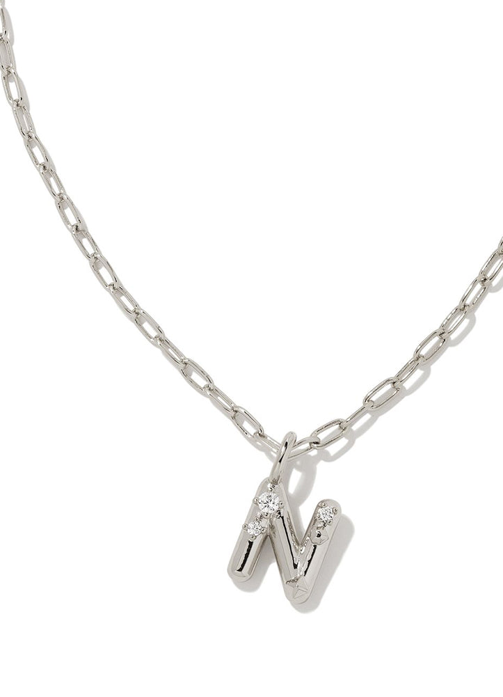 Crystal Letter N Pendant Necklace Rhod Metal by Kendra Scott